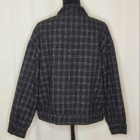 Sanctuary Ashly Jacket Black & White Trendy Tweed Plaid Hip Length - Size M - Picture 4 of 12